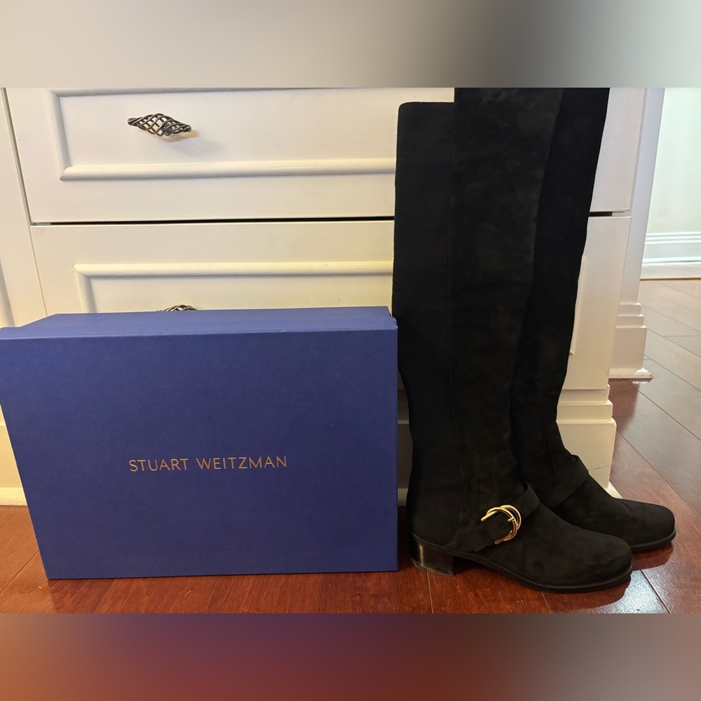 Stuart Weitzman 5050 Black Suede, Knee-High Boots, size 8 (38.5)